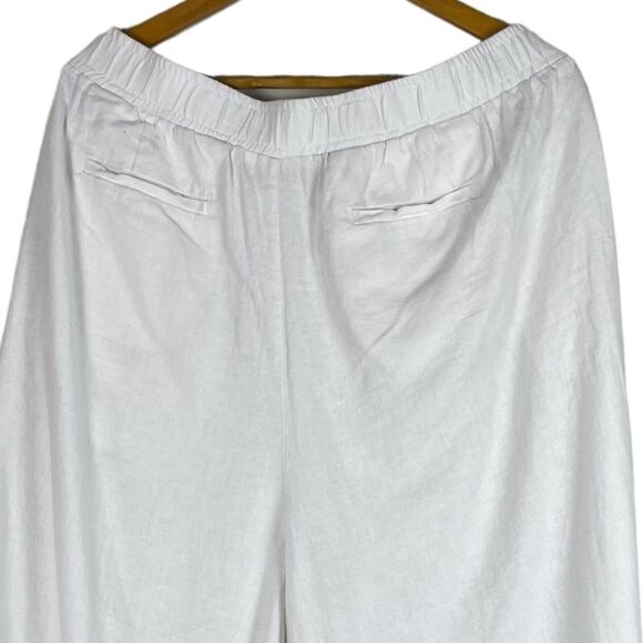 Vince Camuto Asymmetric Wide Leg Linen Blend Pants in Ultra White Size XL NEW - Picture 8 of 10